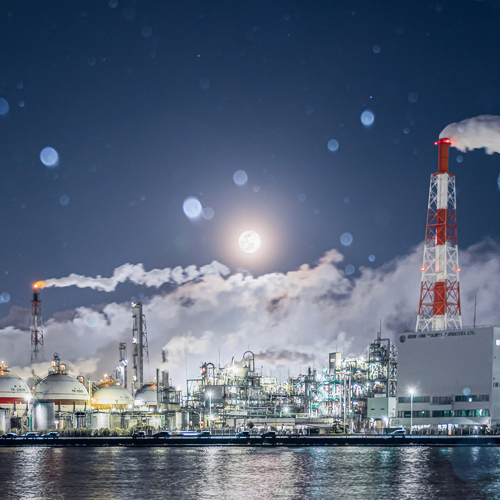 Nighttime Factory View, Yokkaichi City